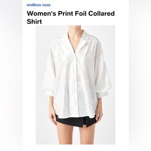 Print Foil Collared Shirt size M